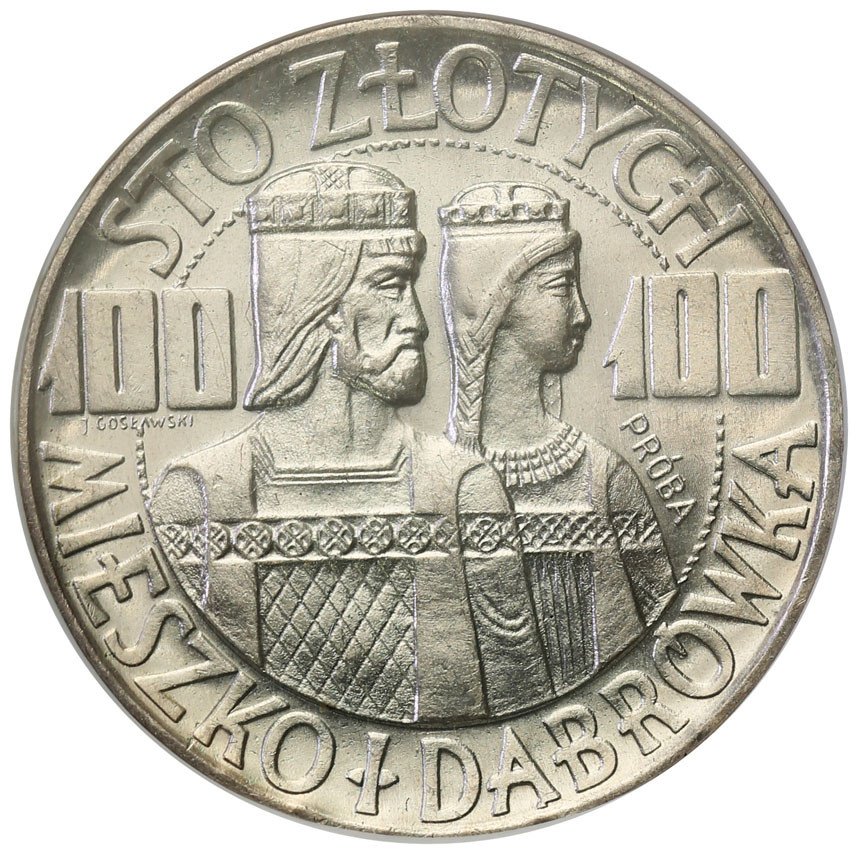 PRL. PRÓBA Srebro 100 złotych 1966 Millenium